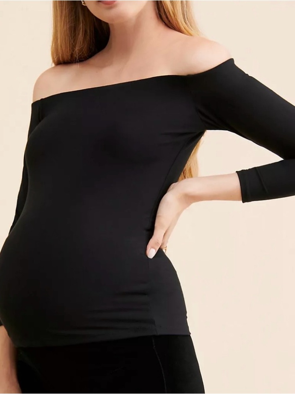 Hatch Black Off-the-Shoulder Top maternity size L